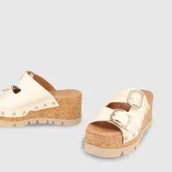 Women Gadea Tud Cream Platform Mule