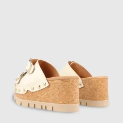 Women Gadea Tud Cream Platform Mule