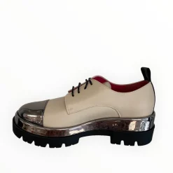Women Le Babe Beige & Metallic Brogue
