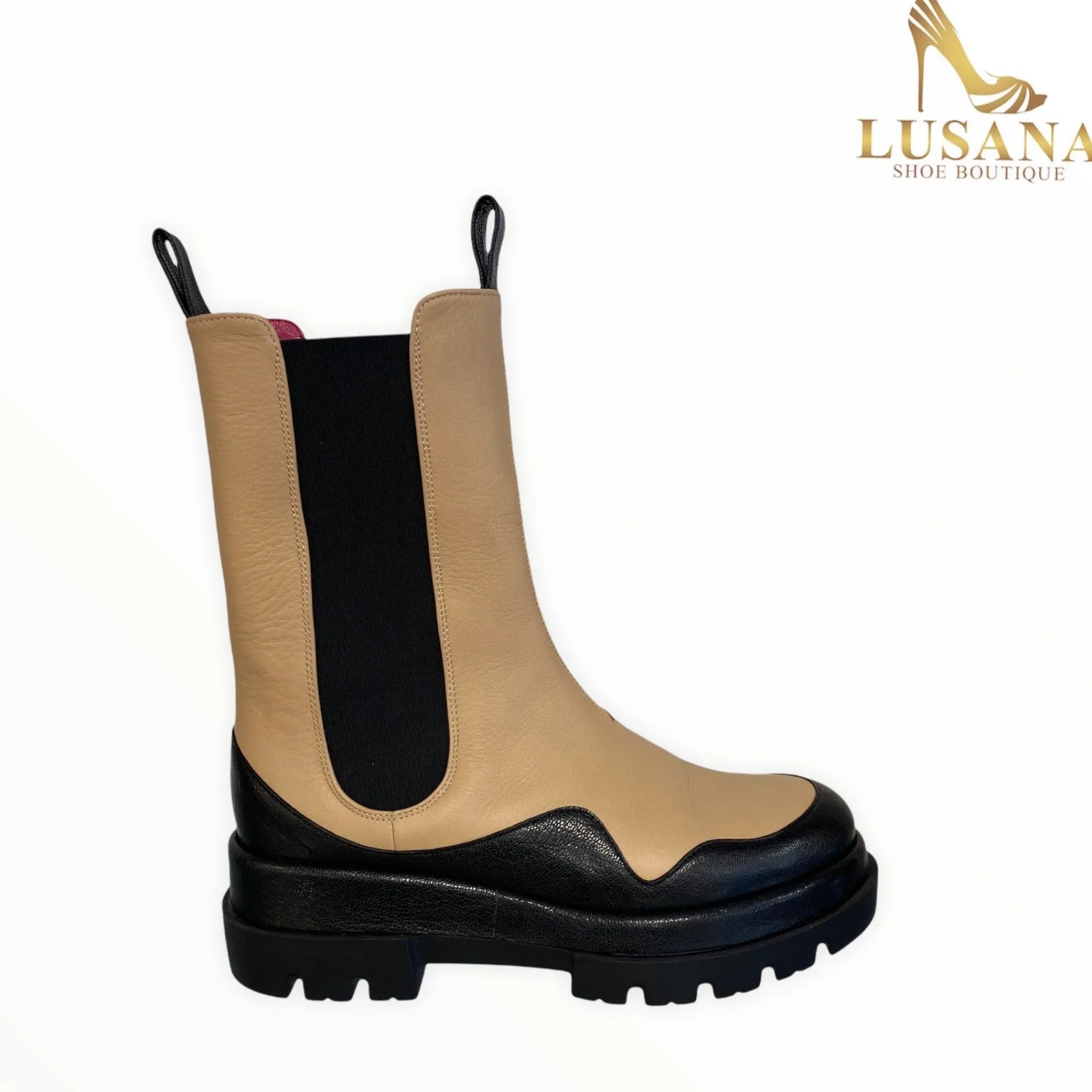 Women Le Babe Nude Leather Boot