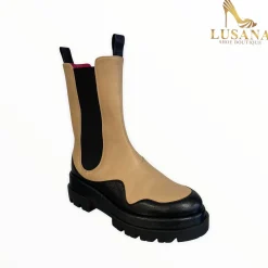 Women Le Babe Nude Leather Boot