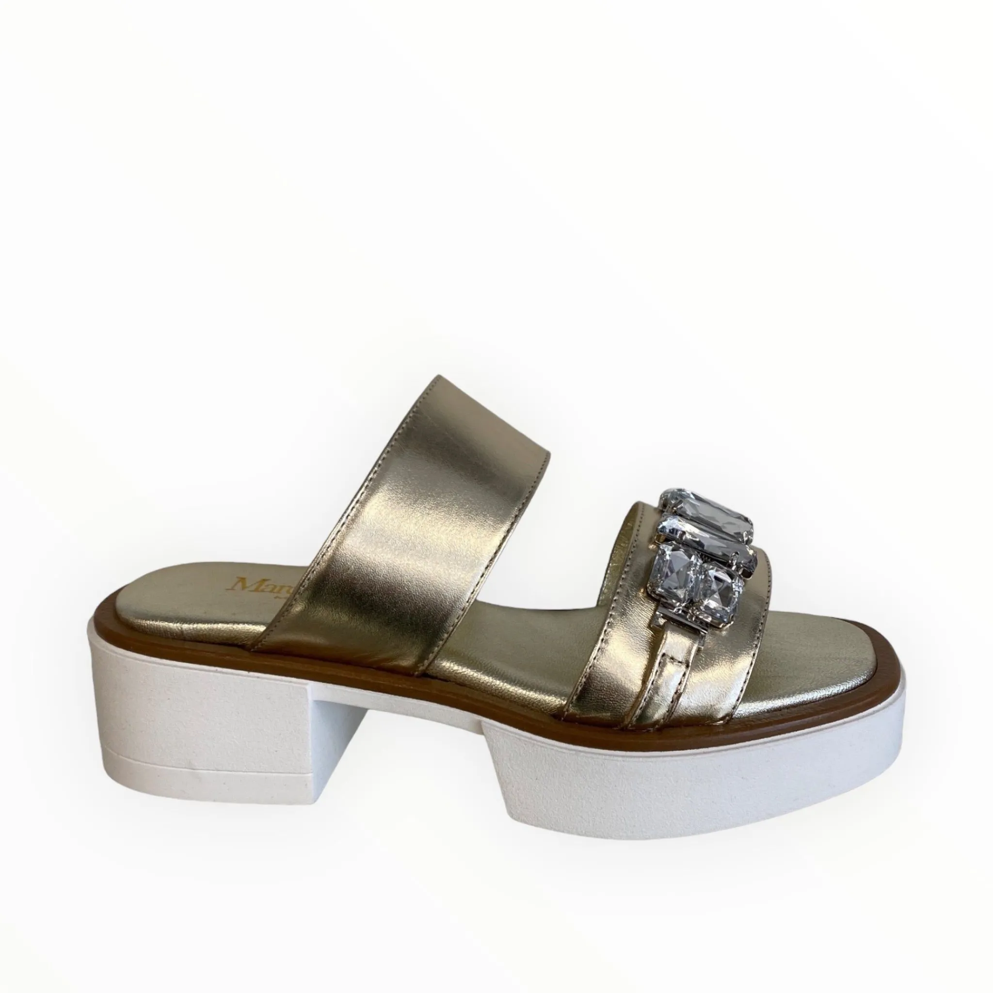 Women Marco Moreo Gold Leather Slider