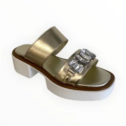 Women Marco Moreo Gold Leather Slider