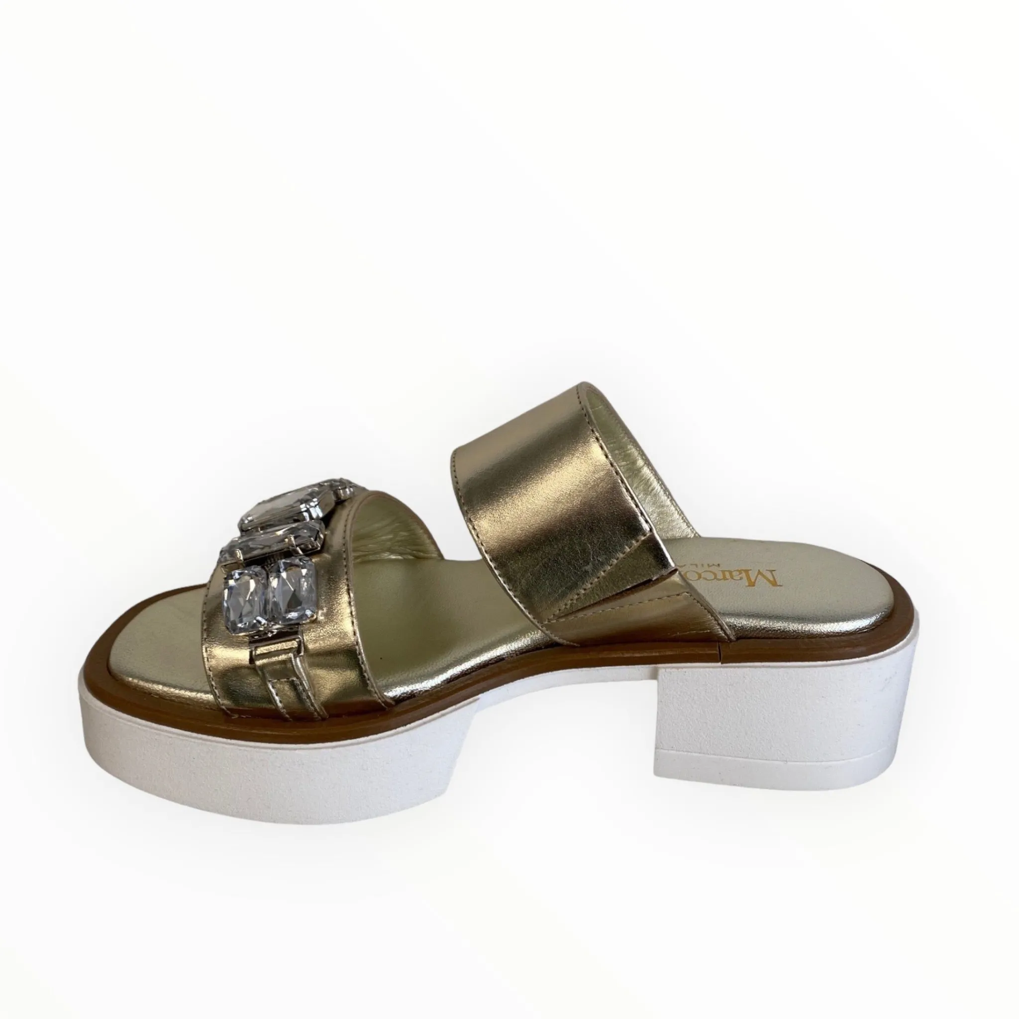 Women Marco Moreo Gold Leather Slider