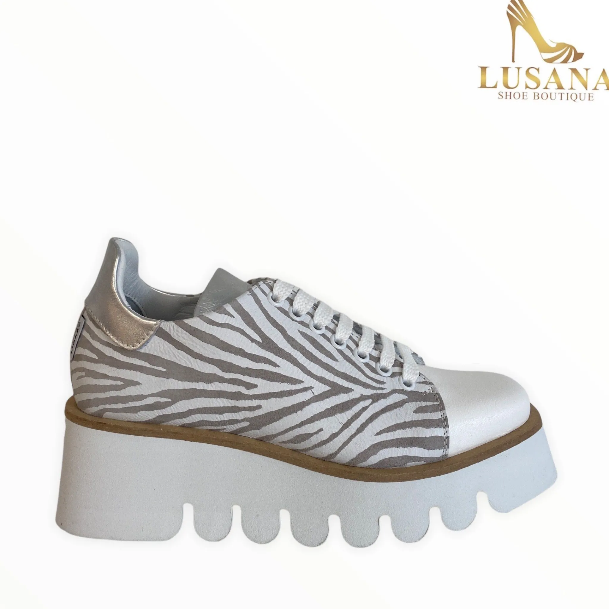 Women Marco Moreo Grey & Silver Platform Brogue