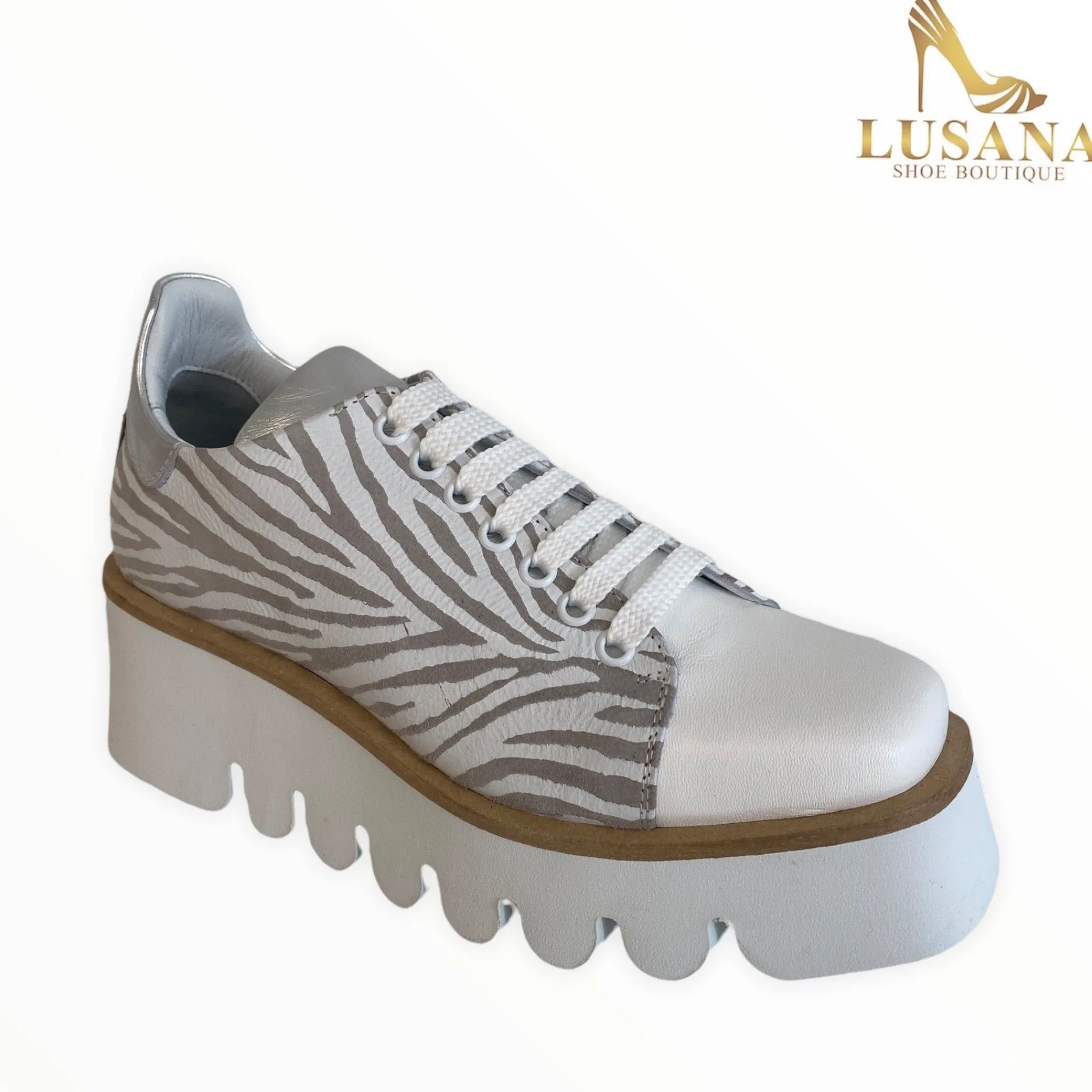 Women Marco Moreo Grey & Silver Platform Brogue