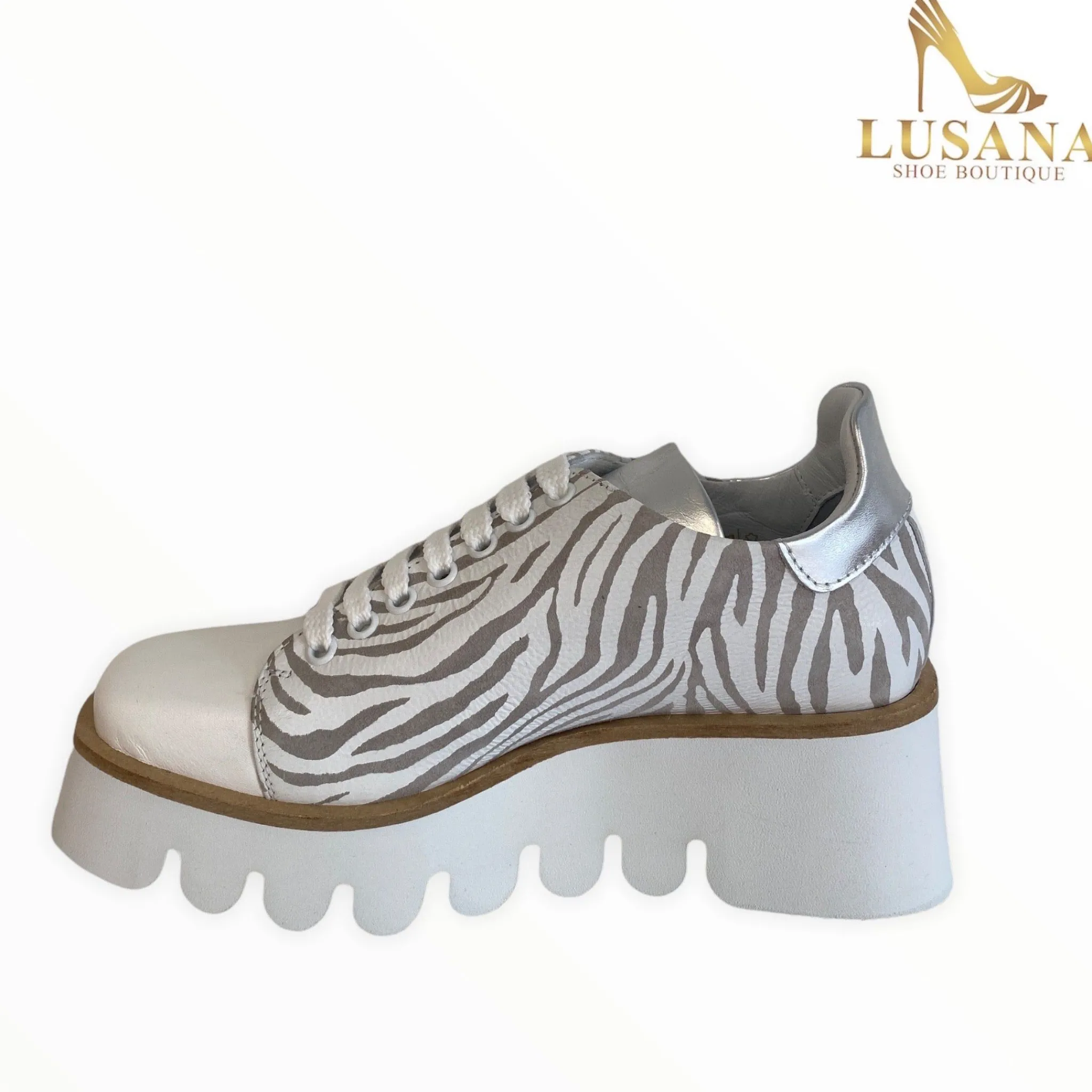 Women Marco Moreo Grey & Silver Platform Brogue
