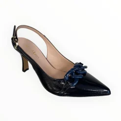 Women Marco Moreo Navy Patent Leather Sling Back