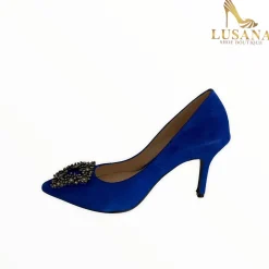 Women Marian Blue Suede Court Shoe