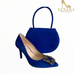 Women Marian Blue Suede Court Shoe