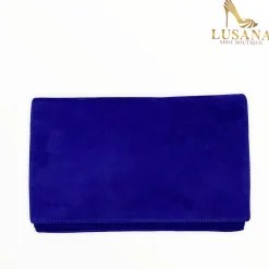 Women Marian Electric Blue Suede Clutch Bag