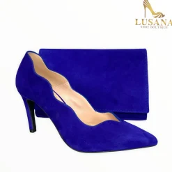 Women Marian Electric Blue Suede Clutch Bag