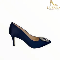 Women Marian Navy Silk Shoe