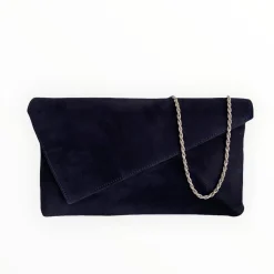 Women Marian Navy Suede Clutch Bag