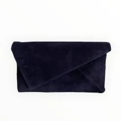 Women Marian Navy Suede Clutch Bag