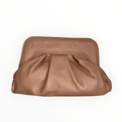 Women Marian Nude Leather Clutch Bag