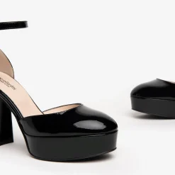 Women NeroGiardini Black Patent Leather Platform Shoes