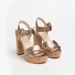 Women NeroGiardini Bronze Platform Sandal