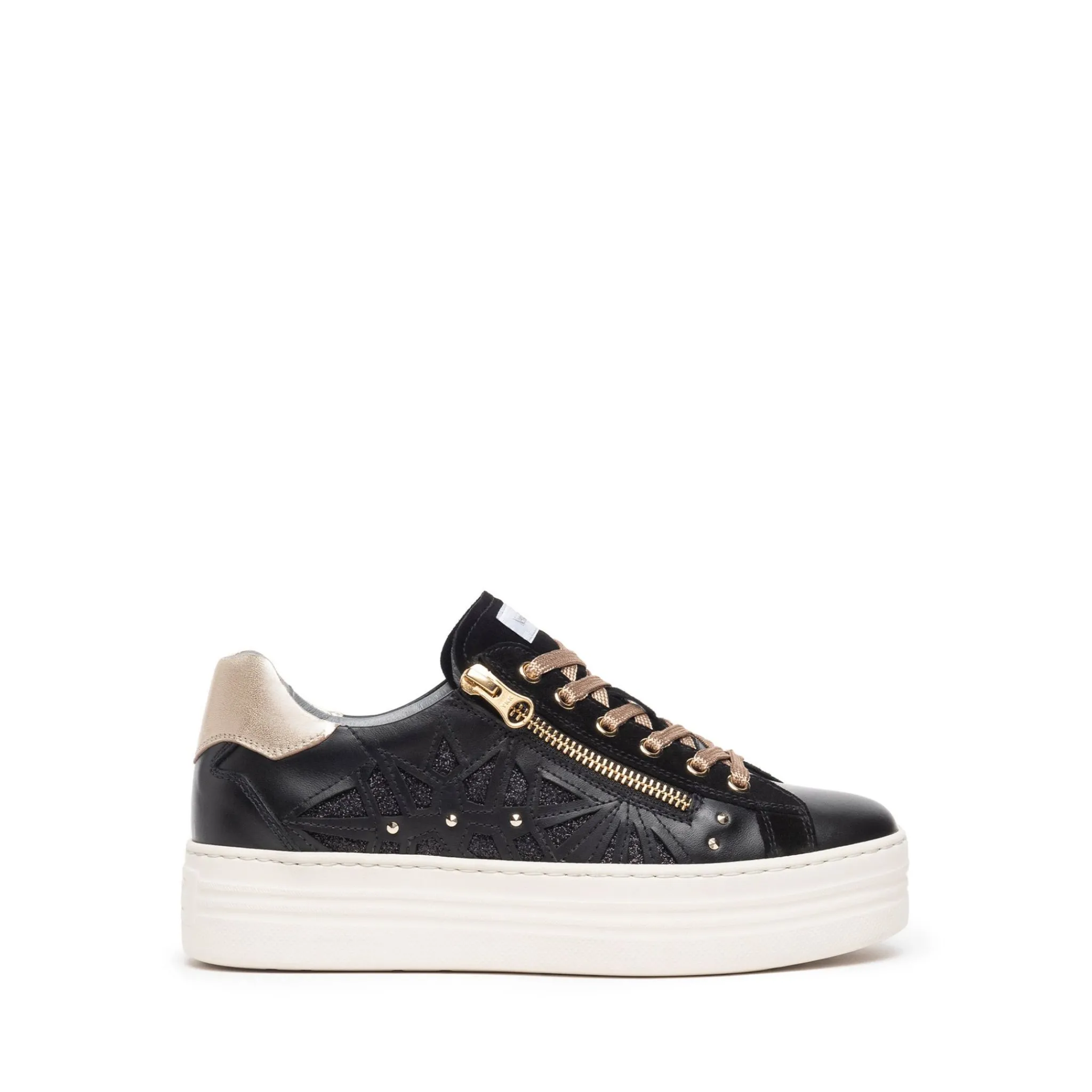 Women NeroGiardini Gold Platform Trainer
