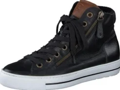 Women Paul Green Black & Cognac Hi Top Trainer