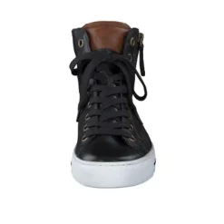 Women Paul Green Black & Cognac Hi Top Trainer