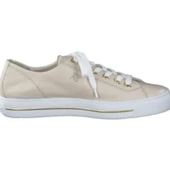 Women Paul Green Cream Leather Trainer