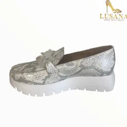 Women Wonders Silver And White Loafer
